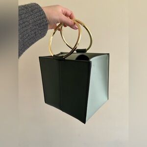 Havmoon Green Colorblock Metal Handle Bag